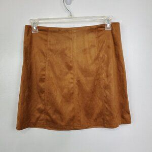 Francesca's Mi Ami Brown Soft Brushed Feel Faux Suede Skirt #WS10165 NEW Size L